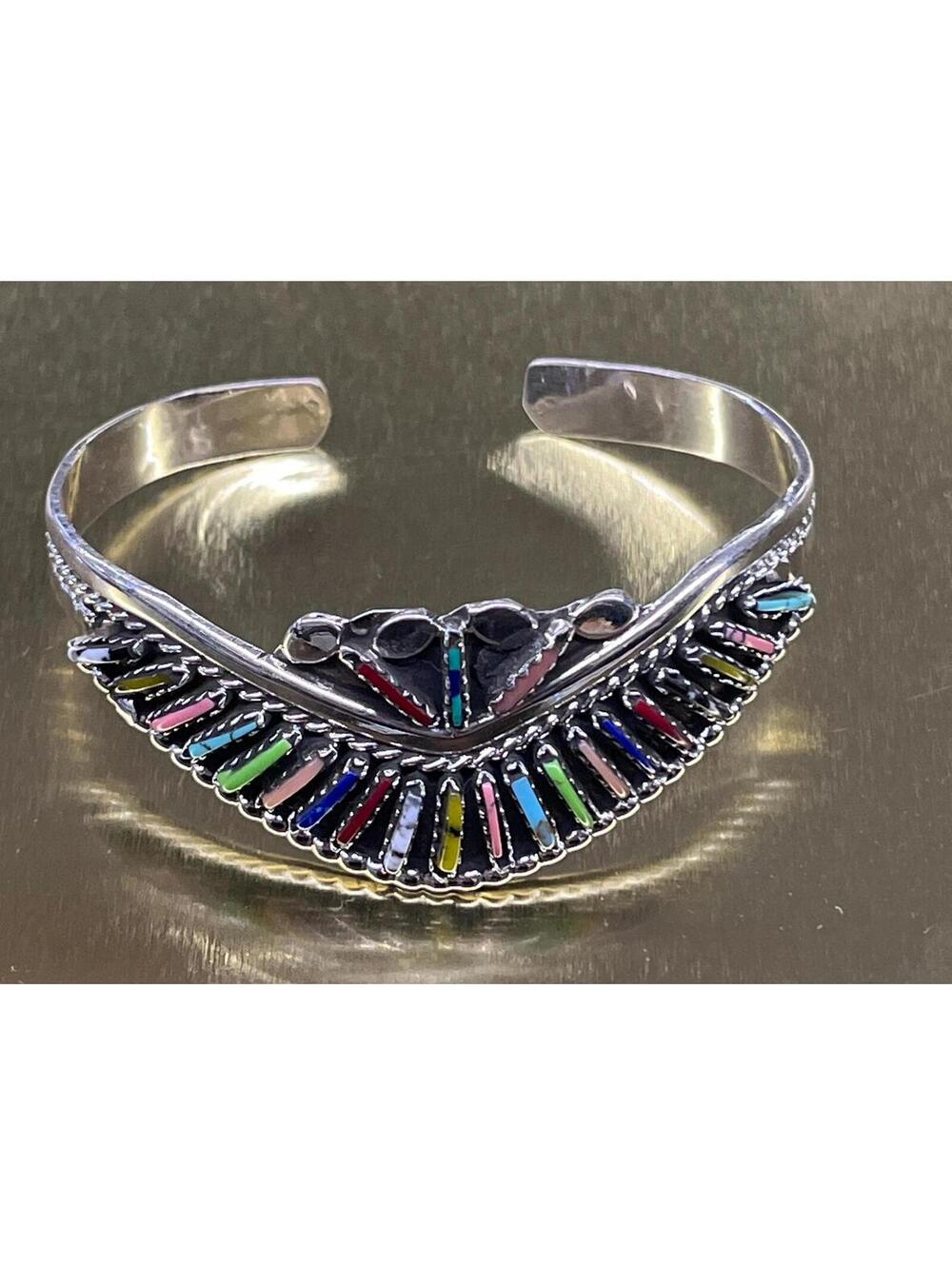 Navajo cluster turquoise multi stone sterling silver needpoint traditional